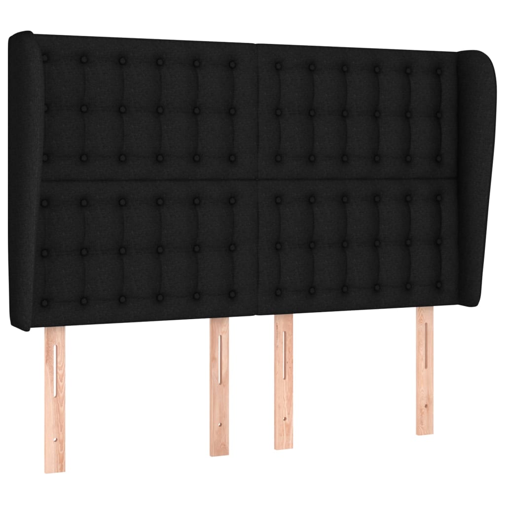 Hoofdbord Met Randen Stof 1 147 x 23 x 118/128 cm Zwart