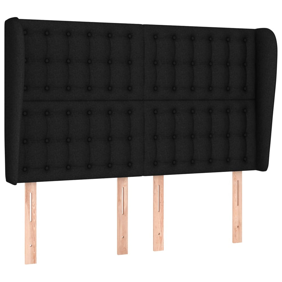 Hoofdbord Met Randen Stof 1 147 x 23 x 118/128 cm Zwart