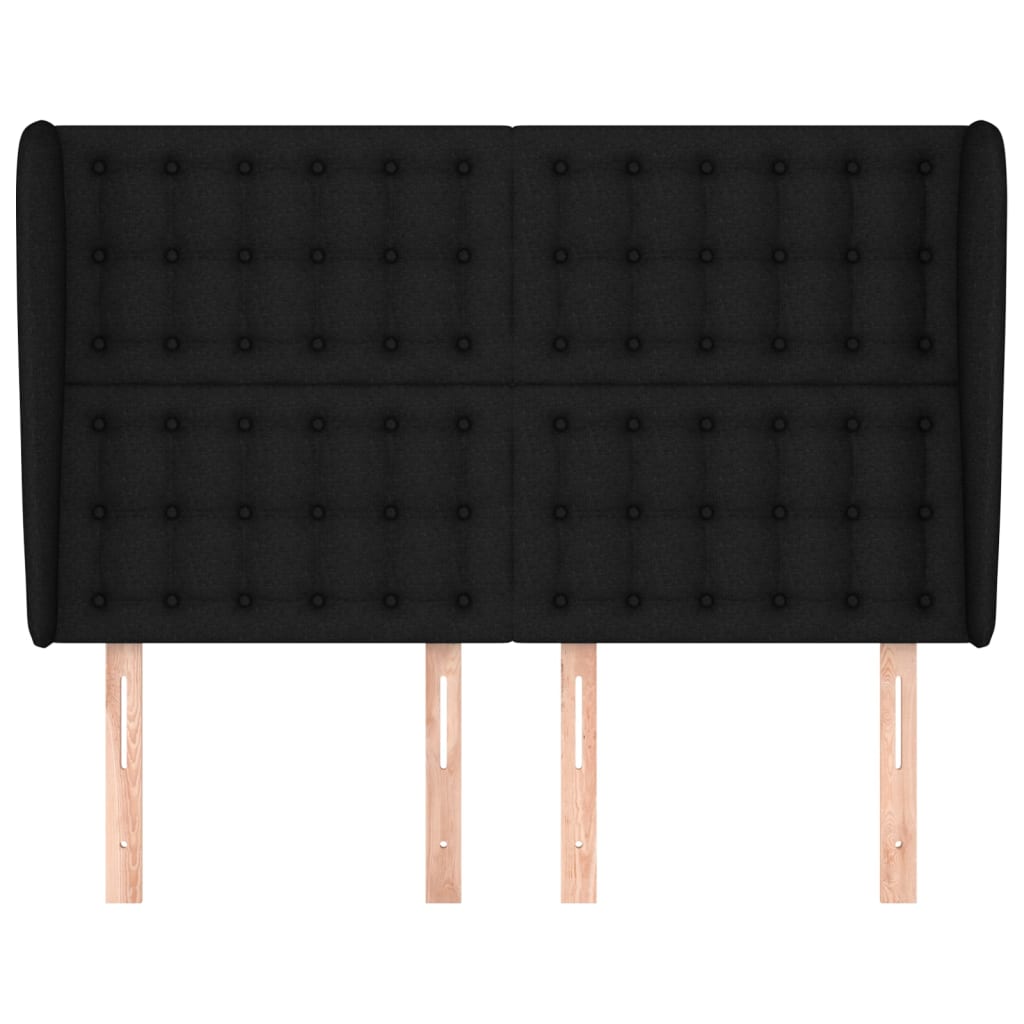 Hoofdbord Met Randen Stof 1 147 x 23 x 118/128 cm Zwart