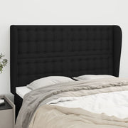 Hoofdbord stof 147x23x118/128 cm zwart