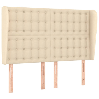 Hoofdbord Met Randen Stof Kleurig 147 x 23 x 118/128 cm Crème