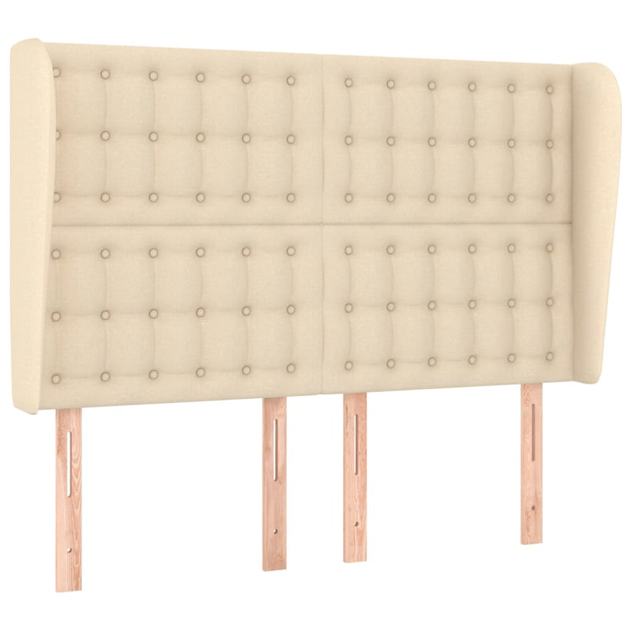 Hoofdbord Met Randen Stof Kleurig 147 x 23 x 118/128 cm Crème