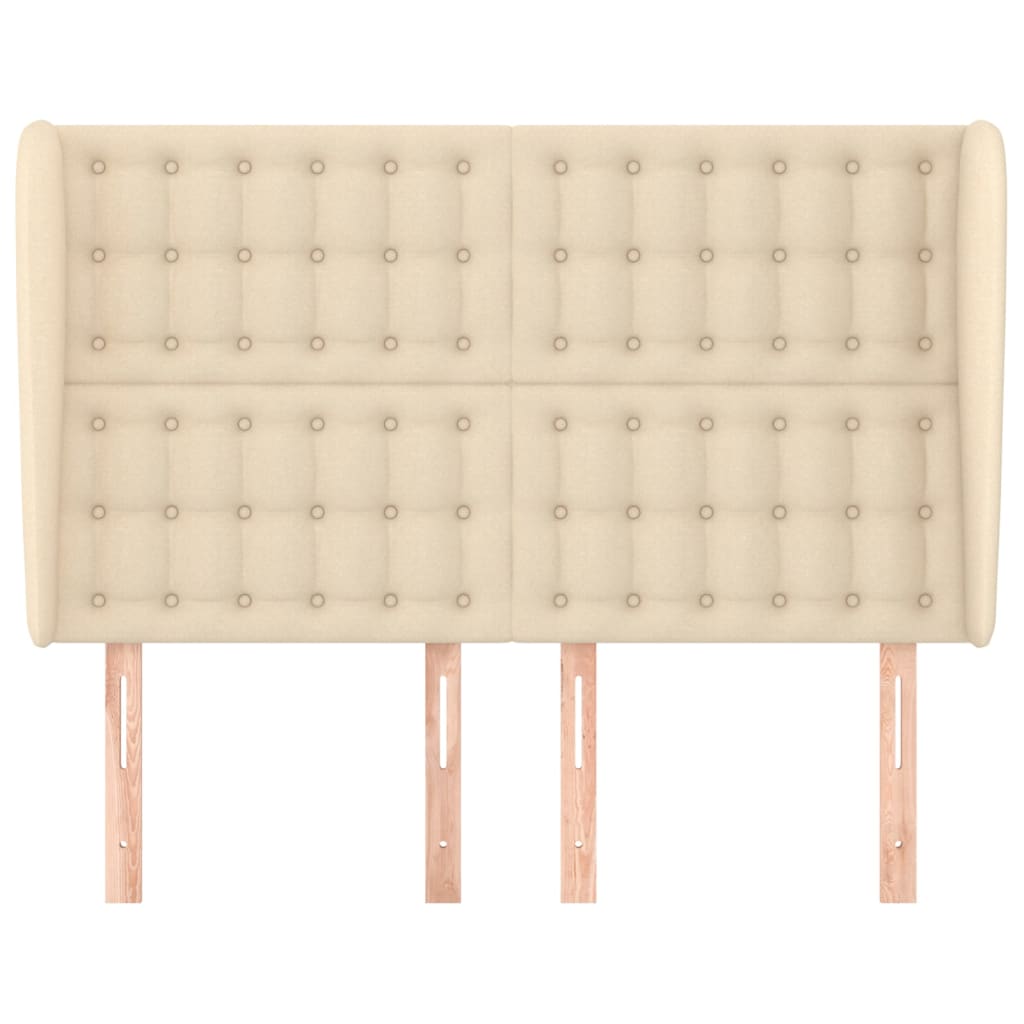 Hoofdbord Met Randen Stof Kleurig 147 x 23 x 118/128 cm Crème