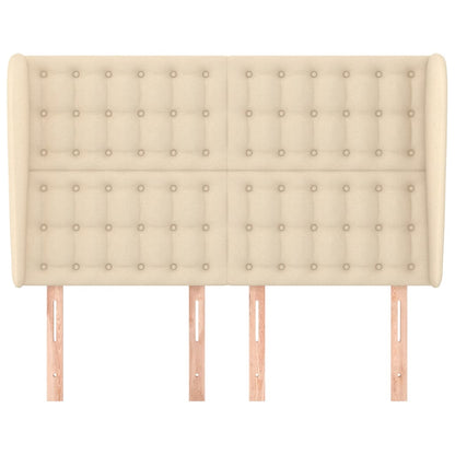 Hoofdbord Met Randen Stof Kleurig 147 x 23 x 118/128 cm Crème