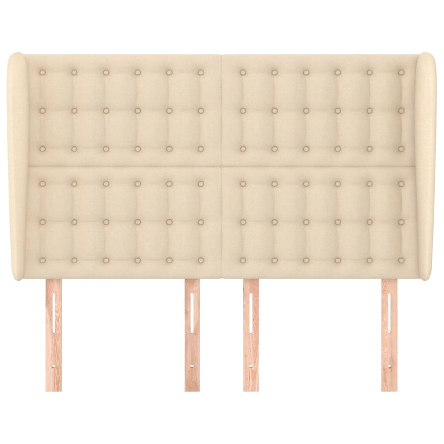 Hoofdbord Met Randen Stof Kleurig 147 x 23 x 118/128 cm Crème