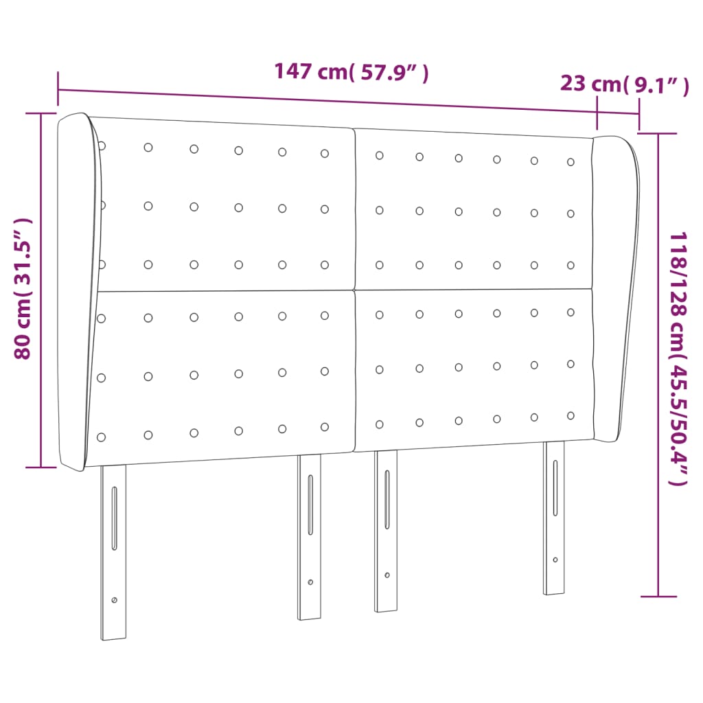 Hoofdbord Met Randen Stof 1 147 x 23 x 118/128 cm Blauw