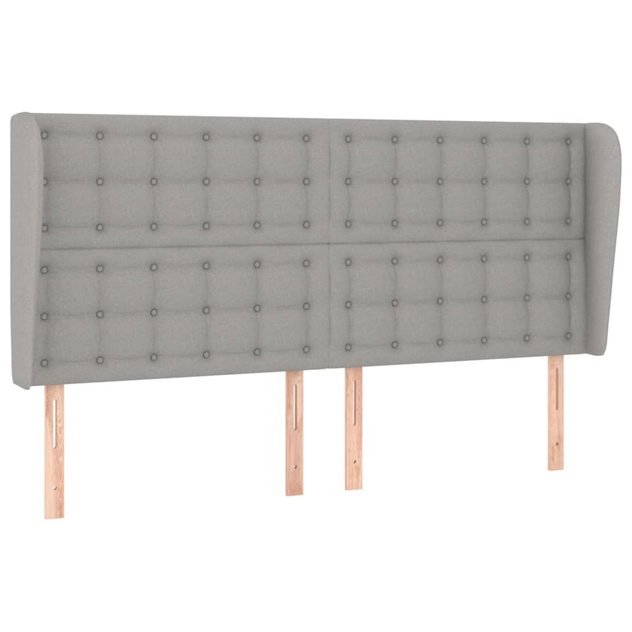 Hoofdbord Met Randen Stof 163 x 23 x 118/128 cm Lichtgrijs