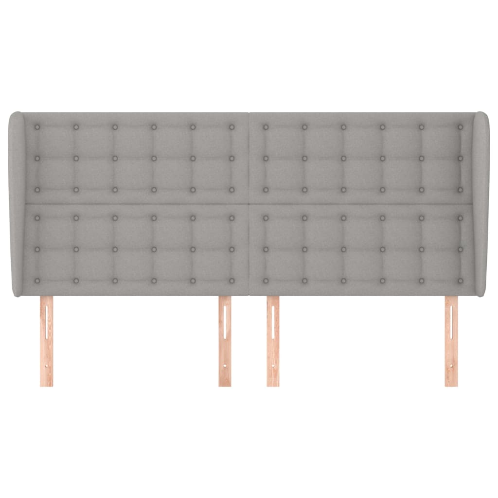 Hoofdbord Met Randen Stof 163 x 23 x 118/128 cm Lichtgrijs