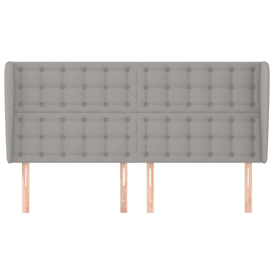 Hoofdbord Met Randen Stof 163 x 23 x 118/128 cm Lichtgrijs