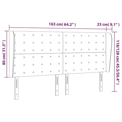 Hoofdbord Met Randen Stof 163 x 23 x 118/128 cm Lichtgrijs