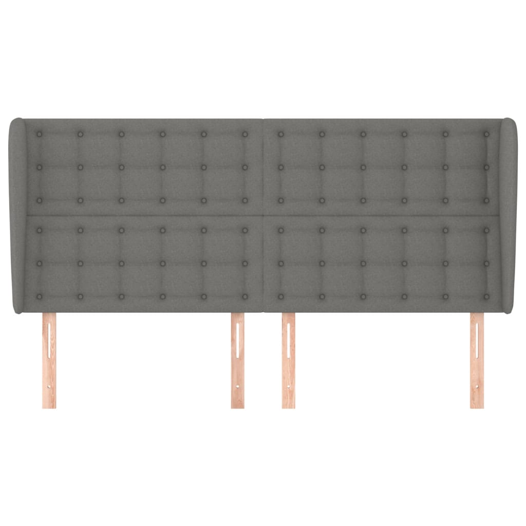 Hoofdbord met randen 163x23x118/128 cm stof donkergrijs