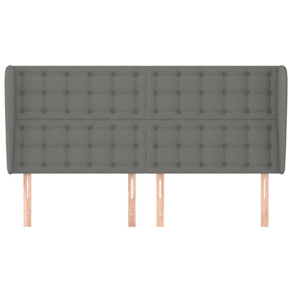 Hoofdbord met randen 163x23x118/128 cm stof donkergrijs