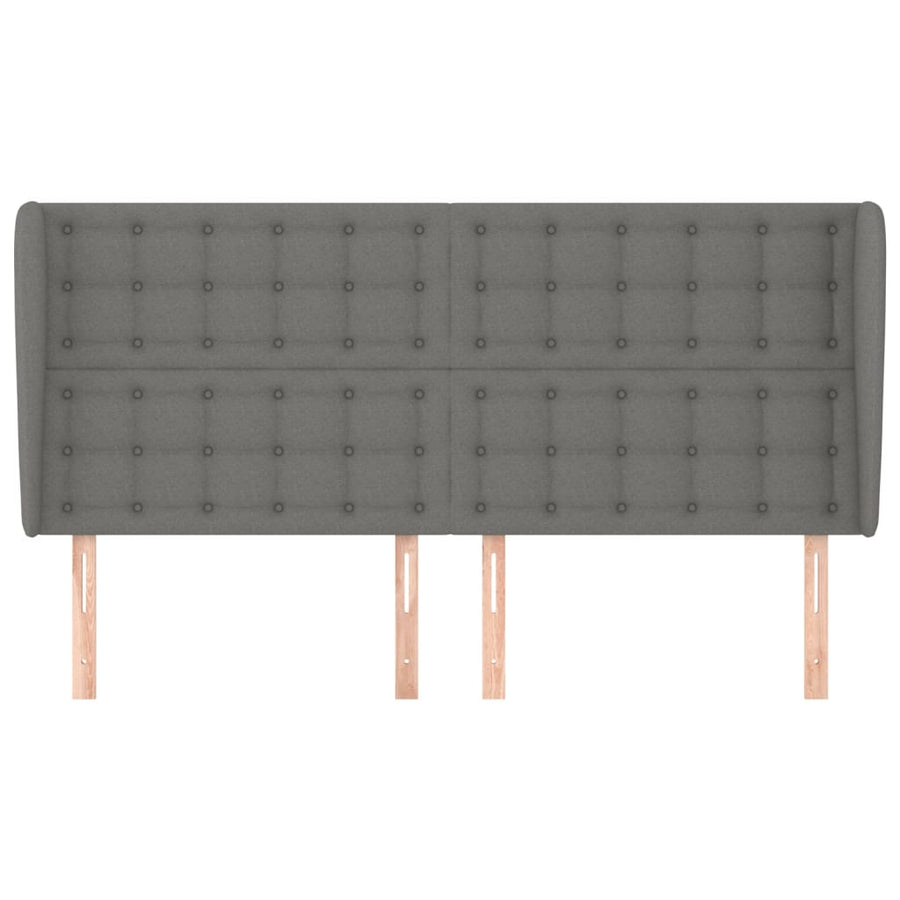 Hoofdbord met randen 163x23x118/128 cm stof donkergrijs