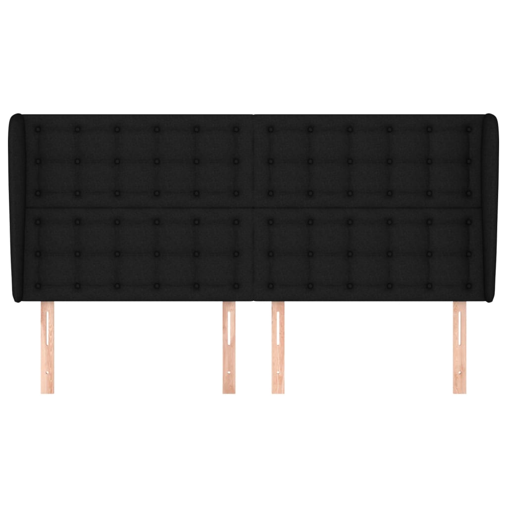 Hoofdbord Met Randen Stof 1 163 x 23 x 118/128 cm Zwart