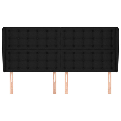 Hoofdbord Met Randen Stof 1 163 x 23 x 118/128 cm Zwart