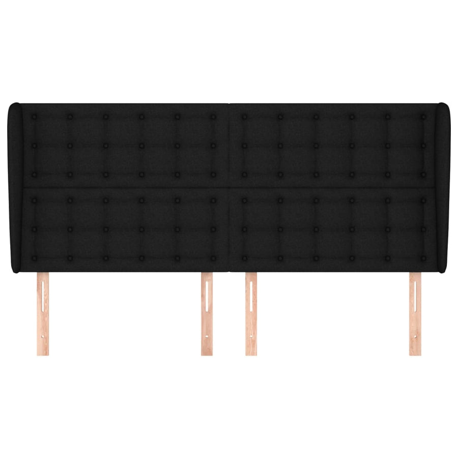 Hoofdbord Met Randen Stof 1 163 x 23 x 118/128 cm Zwart
