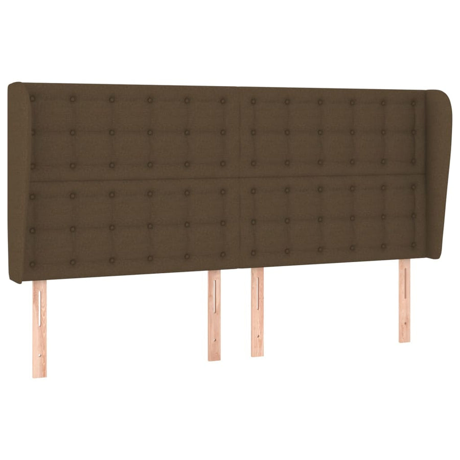 Hoofdbord Met Randen Stof 163 x 23 x 118/128 cm Donkerbruin