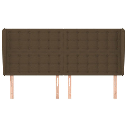 Hoofdbord Met Randen Stof 163 x 23 x 118/128 cm Donkerbruin
