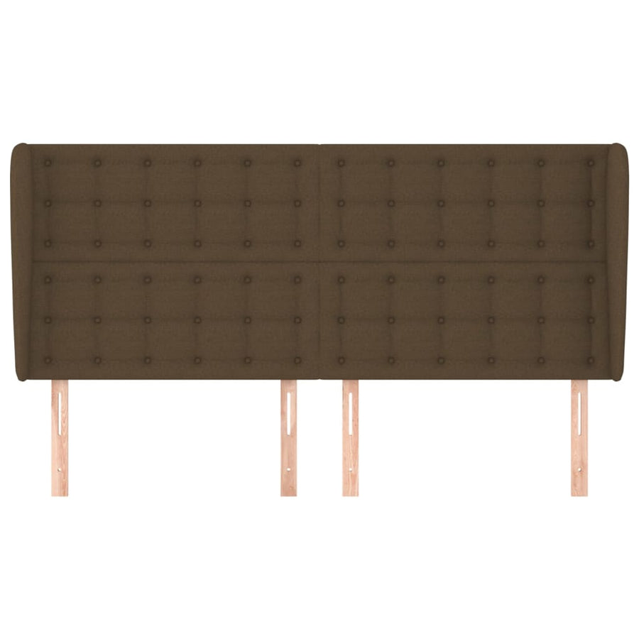 Hoofdbord Met Randen Stof 163 x 23 x 118/128 cm Donkerbruin