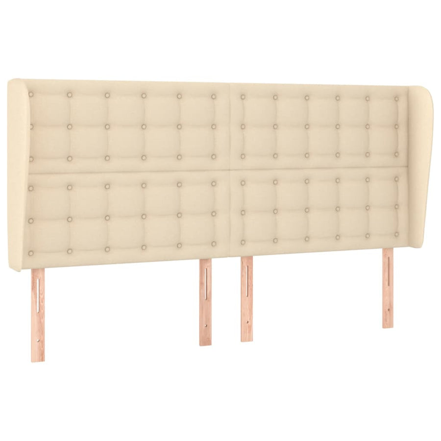 Hoofdbord Met Randen 163X23X118/128 Cm Stof Crèmekleurig 163 x 23 x 118/128 cm