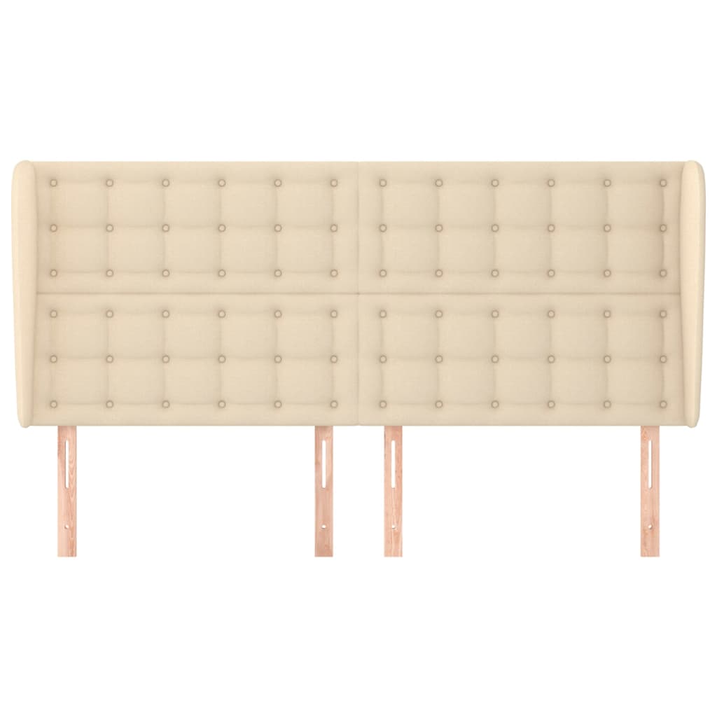 Hoofdbord Met Randen 163X23X118/128 Cm Stof Crèmekleurig 163 x 23 x 118/128 cm