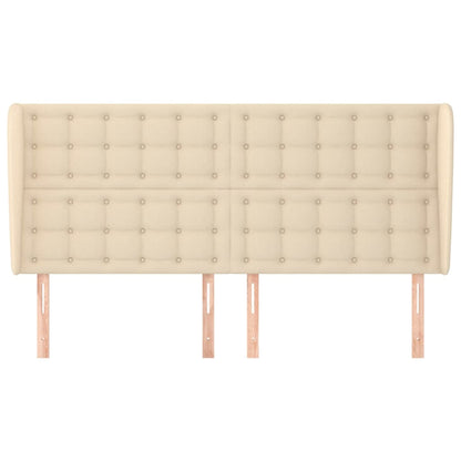 Hoofdbord Met Randen 163X23X118/128 Cm Stof Crèmekleurig 163 x 23 x 118/128 cm