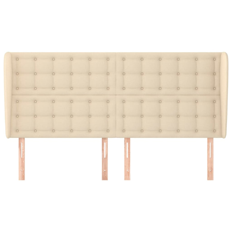 Hoofdbord Met Randen 163X23X118/128 Cm Stof Crèmekleurig 163 x 23 x 118/128 cm