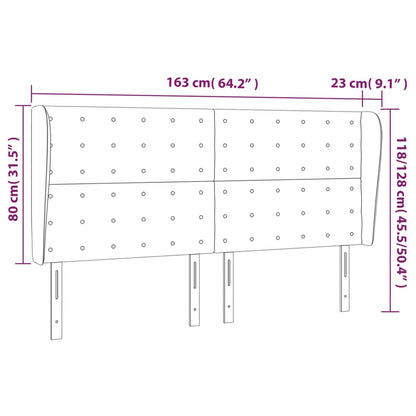 Hoofdbord Met Randen 163X23X118/128 Cm Stof Crèmekleurig 163 x 23 x 118/128 cm