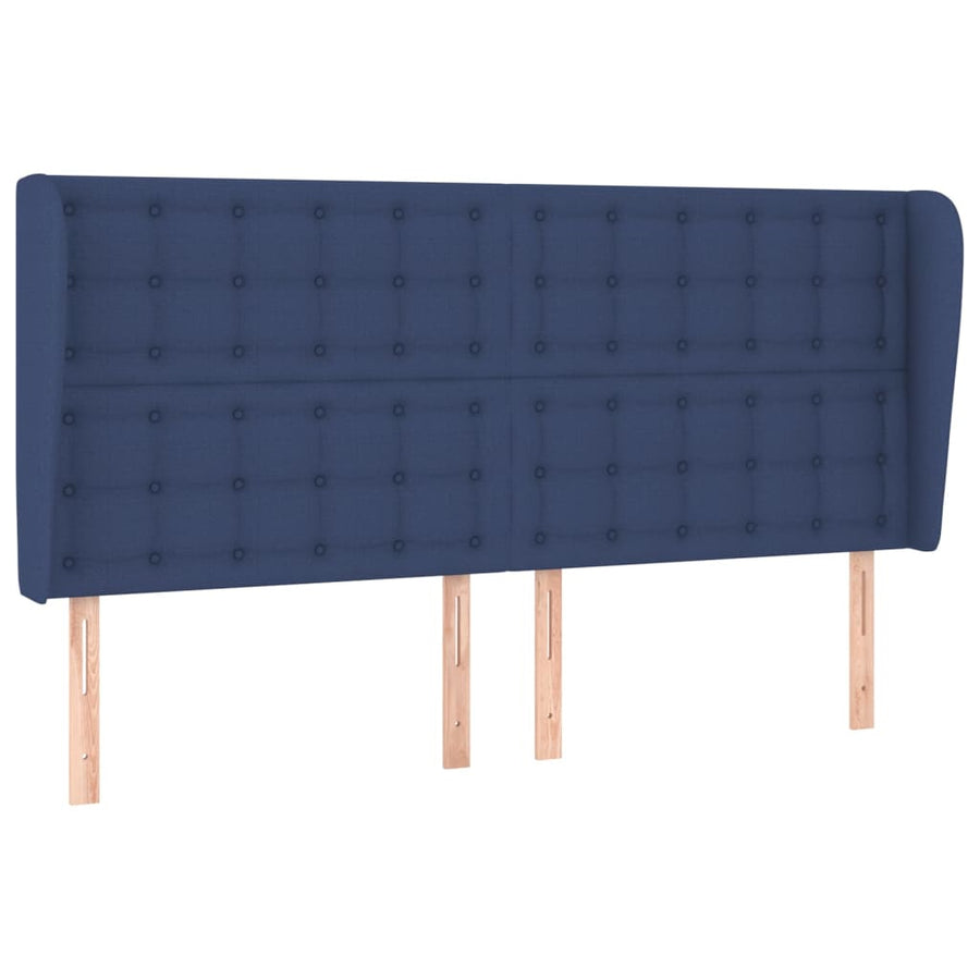 Hoofdbord Met Randen Stof 163 x 23 x 118/128 cm Blauw