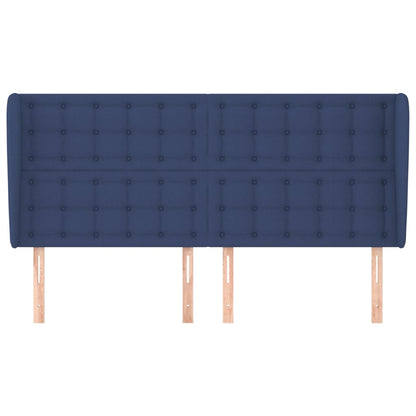 Hoofdbord Met Randen Stof 163 x 23 x 118/128 cm Blauw