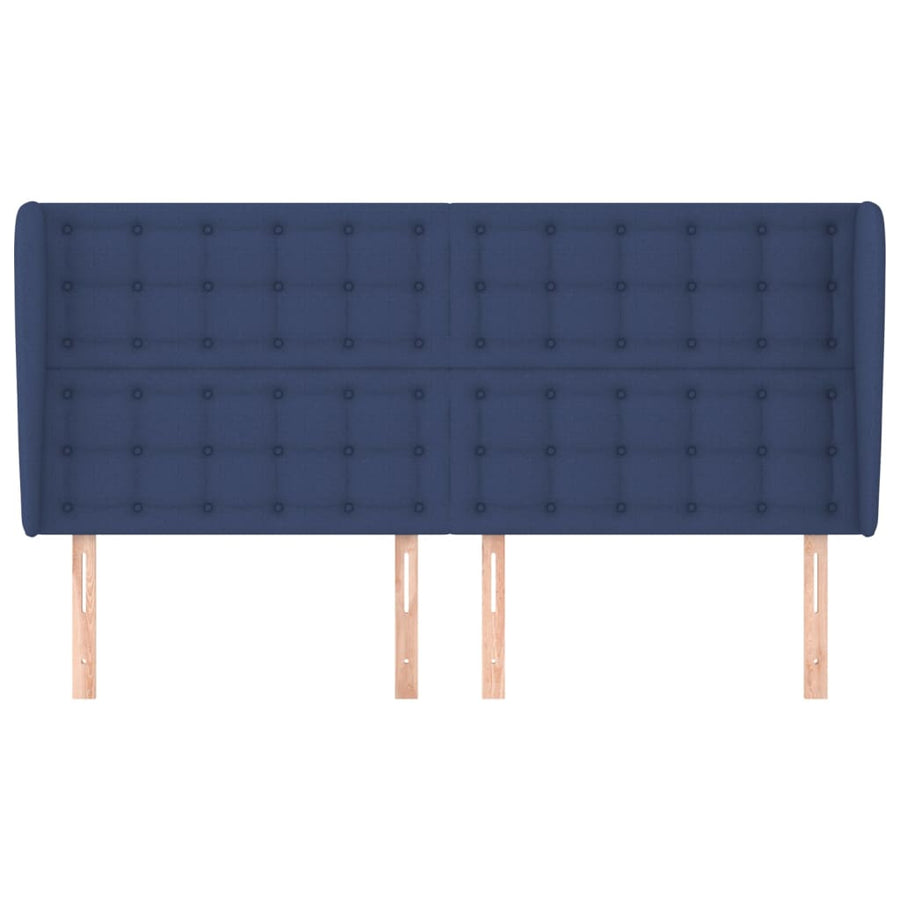 Hoofdbord Met Randen Stof 163 x 23 x 118/128 cm Blauw