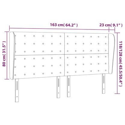 Hoofdbord Met Randen Stof 163 x 23 x 118/128 cm Blauw