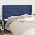 Hoofdbord met randen 163x23x118/128 cm stof blauw
