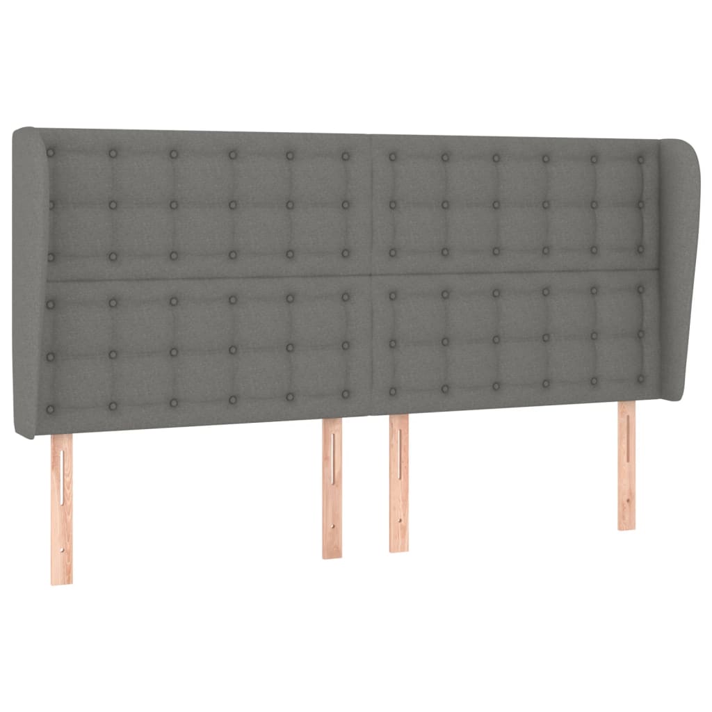 Hoofdbord met randen 183x23x118/128 cm stof donkergrijs