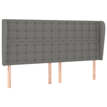 Hoofdbord met randen 183x23x118/128 cm stof donkergrijs