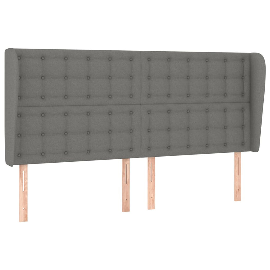Hoofdbord met randen 183x23x118/128 cm stof donkergrijs