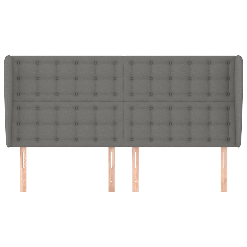 Hoofdbord met randen 183x23x118/128 cm stof donkergrijs