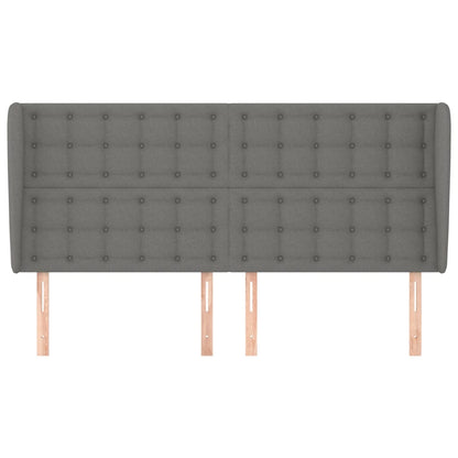 Hoofdbord met randen 183x23x118/128 cm stof donkergrijs