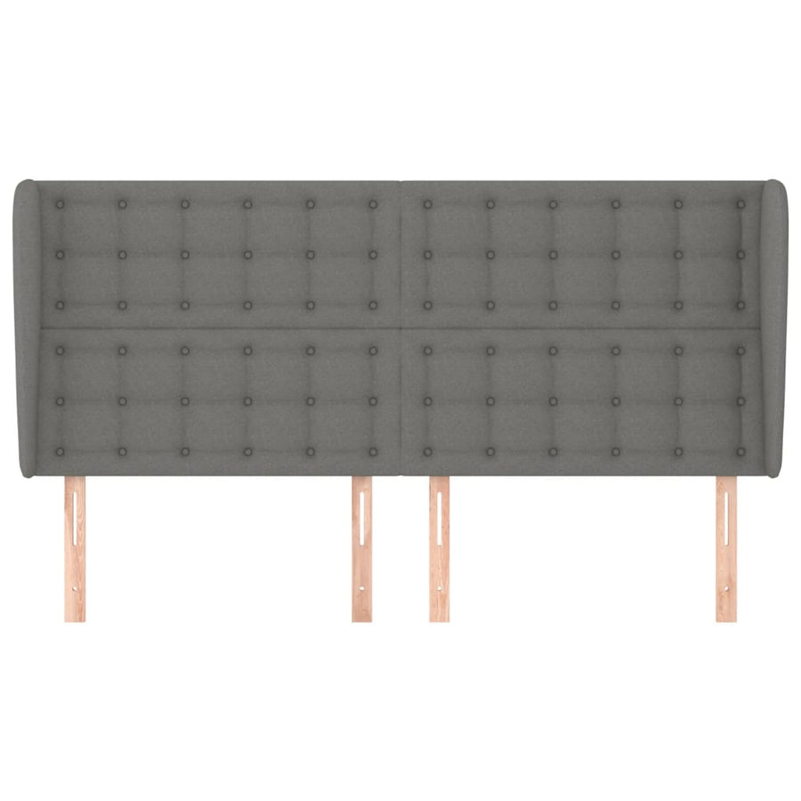 Hoofdbord met randen 183x23x118/128 cm stof donkergrijs