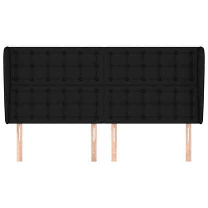 Hoofdbord Met Randen Stof 1 183 x 23 x 118/128 cm Zwart