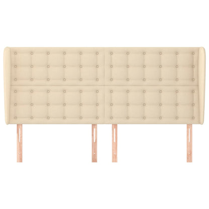 Hoofdbord Met Randen 183X23X118/128 Cm Stof Crèmekleurig 183 x 23 x 118/128 cm