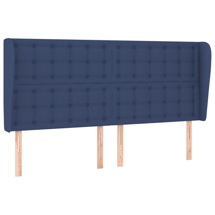 Hoofdbord met randen 183x23x118/128 cm stof blauw