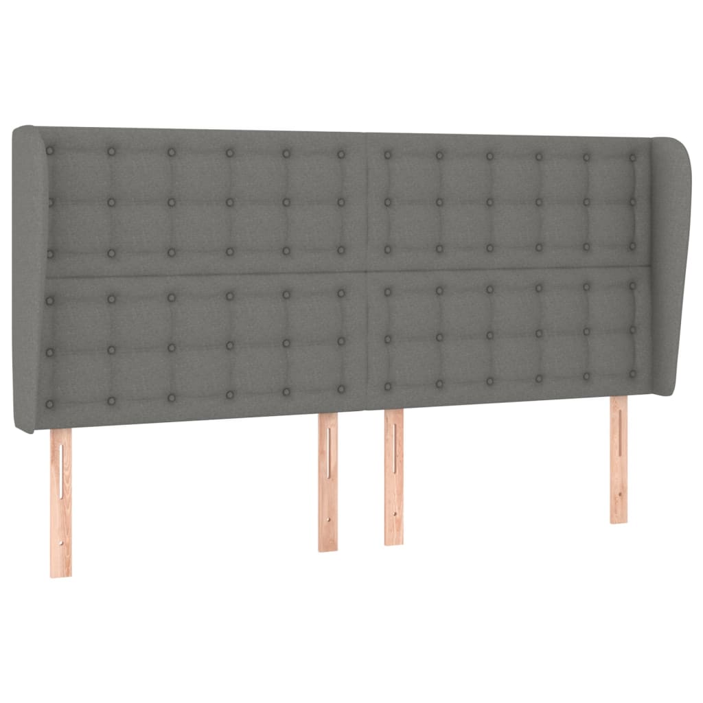 Hoofdbord Met Randen Stof 203 x 23 x 118/128 cm Donkergrijs
