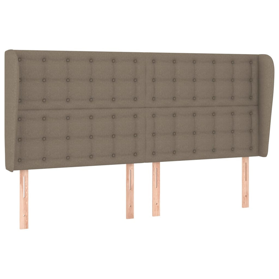 Hoofdbord Met Randen 203X23X118/128 Cm Stof Taupe 203 x 23 x 118/128 cm