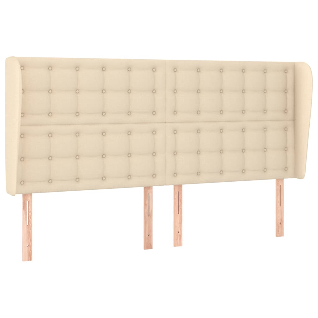 Hoofdbord Met Randen Stof Kleurig 1 203 x 23 x 118/128 cm Crème