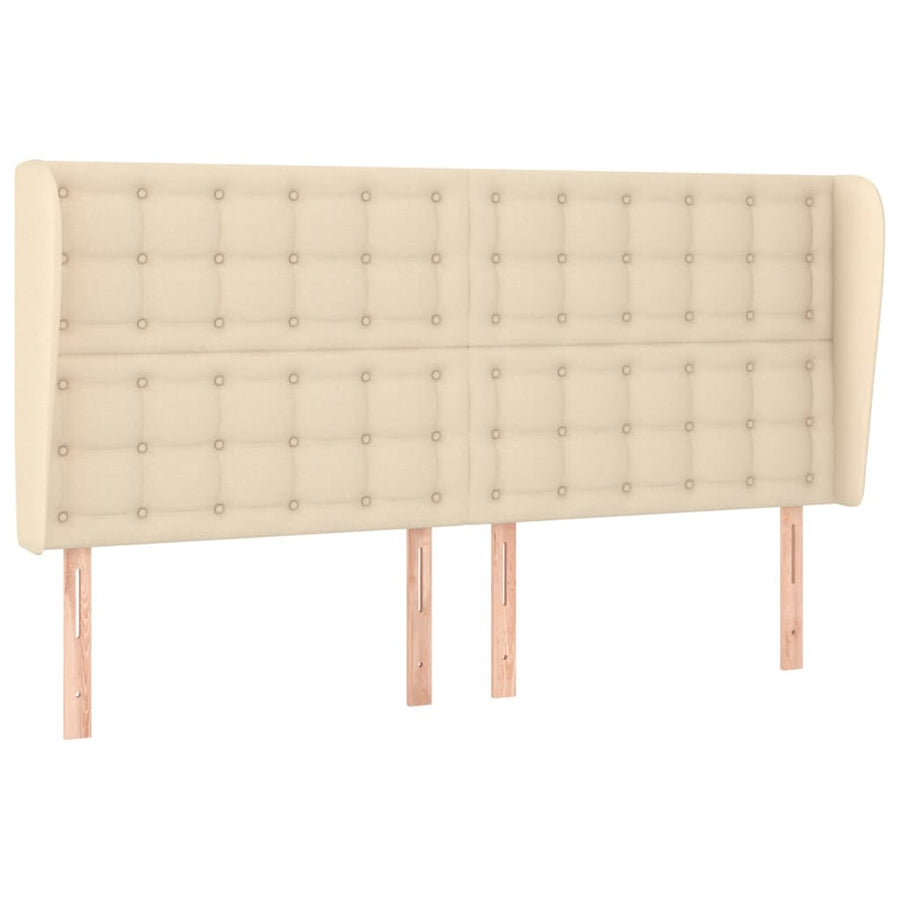 Hoofdbord Met Randen Stof Kleurig 1 203 x 23 x 118/128 cm Crème
