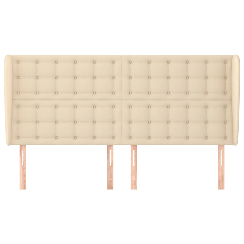 Hoofdbord Met Randen Stof Kleurig 1 203 x 23 x 118/128 cm Crème