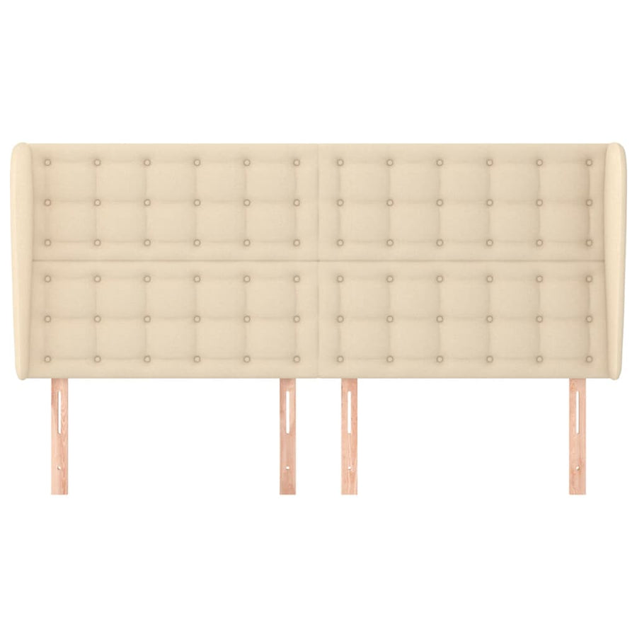 Hoofdbord Met Randen Stof Kleurig 1 203 x 23 x 118/128 cm Crème