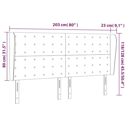 Hoofdbord Met Randen Stof 203 x 23 x 118/128 cm Blauw
