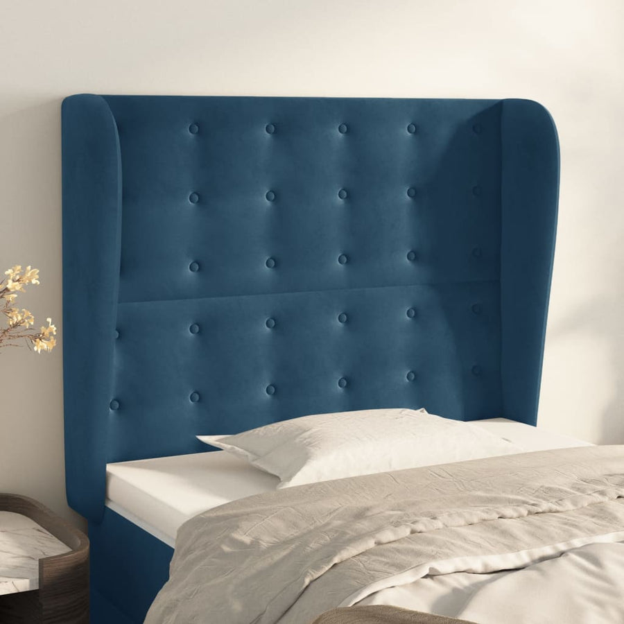 Hoofdbord Met Randen Fluweel 1 83 x 23 x 118/128 cm Donkerblauw